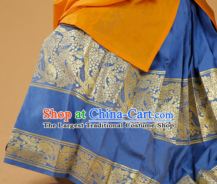 Traditional Chinese Ming Dynasty Imperial Consort Orange Blouse and Skirt Ancient Patrician Dowager Historical Costumes for Women