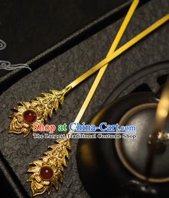 Chinese Traditional Tang Dynasty Court Golden Hairpins Handmade Ancient Royal Empress Hair Accessories for Women