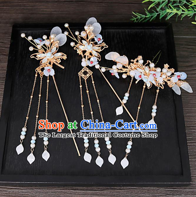 Traditional Chinese Hanfu Dragonfly Hair Crown Hairpins Handmade Ancient Princess Hair Accessories Complete Set for Women