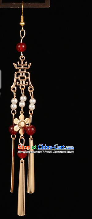 Traditional Chinese Hanfu Golden Earrings Handmade Ancient Princess Ear Accessories for Women