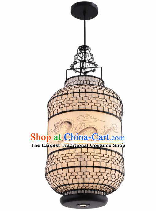 Chinese Traditional Iron Hanging Lantern Handmade Printing Dragon Lamp Palace Lanterns