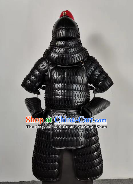 Traditional Chinese Song Dynasty General Black Body Armour Ancient Soldier Costume for Men