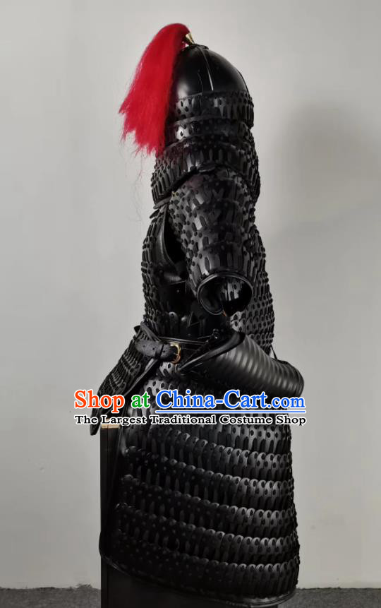 Traditional Chinese Song Dynasty General Black Body Armour Ancient Soldier Costume for Men