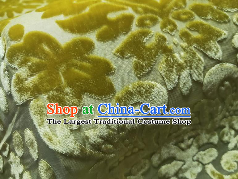 Chinese Traditional Jacquard Green Velvet Fabric Mulberry Silk Fabric Hanfu Dress Material