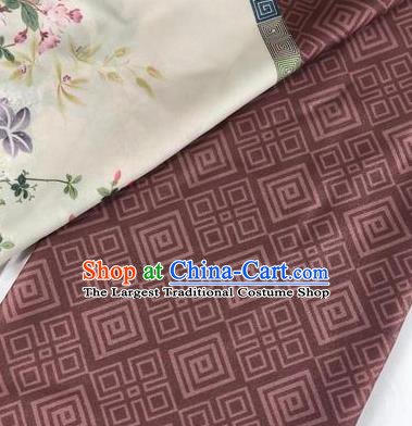 Chinese Traditional Peony Pattern Cameo Brown Hanfu Fabric Flax Fabric Hanfu Dress Material