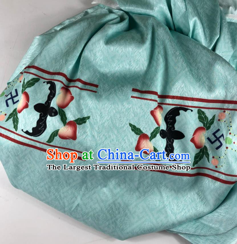 Chinese Traditional Peach Pattern Green Brocade Hanfu Fabric Silk Fabric Hanfu Dress Material