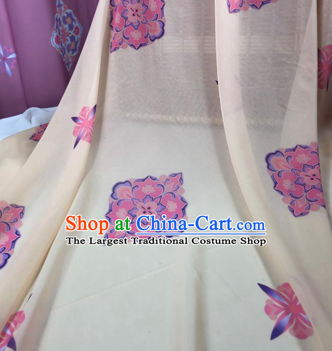 Chinese Traditional Classical Pattern Beige Chiffon Fabric Silk Fabric Hanfu Dress Material