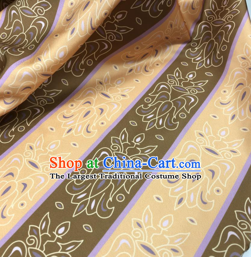 Chinese Traditional Lotus Pattern Khaki Brocade Hanfu Fabric Silk Fabric Hanfu Dress Material