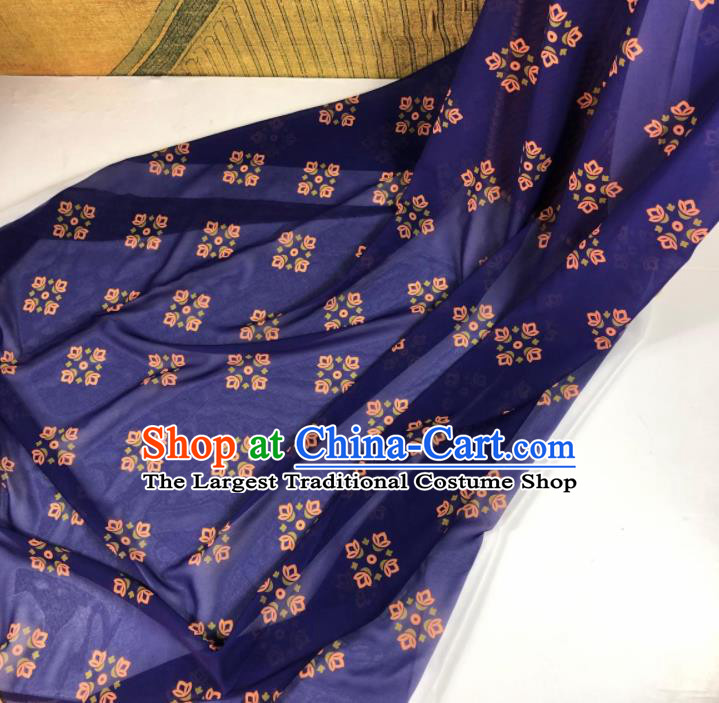 Chinese Traditional Classical Pattern Royalblue Chiffon Fabric Silk Fabric Hanfu Dress Material