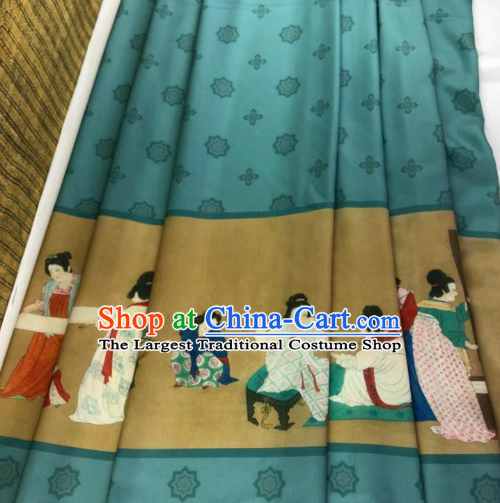 Chinese Traditional Classical Pattern Green Chiffon Fabric Silk Fabric Hanfu Dress Material