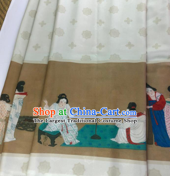 Chinese Traditional Classical Pattern White Chiffon Fabric Silk Fabric Hanfu Dress Material