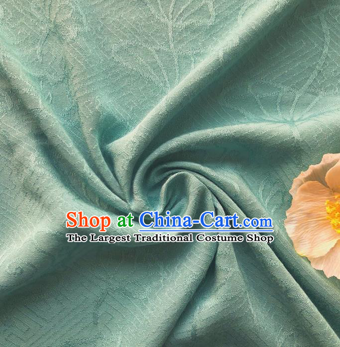 Chinese Traditional Classical Lotus Pattern Green Cotton Fabric Imitation Silk Fabric Hanfu Dress Material