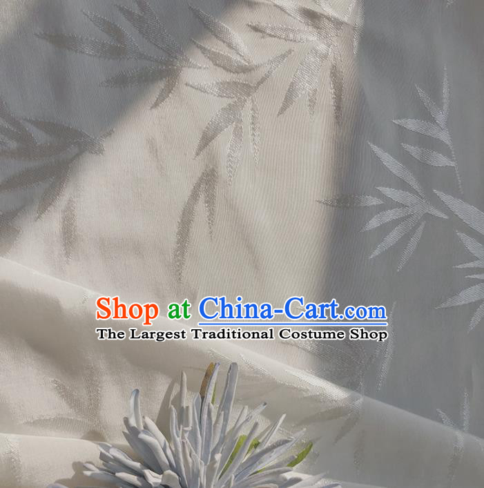 Chinese Traditional Classical Bamboo Leaf Pattern White Cotton Fabric Imitation Silk Fabric Hanfu Dress Material