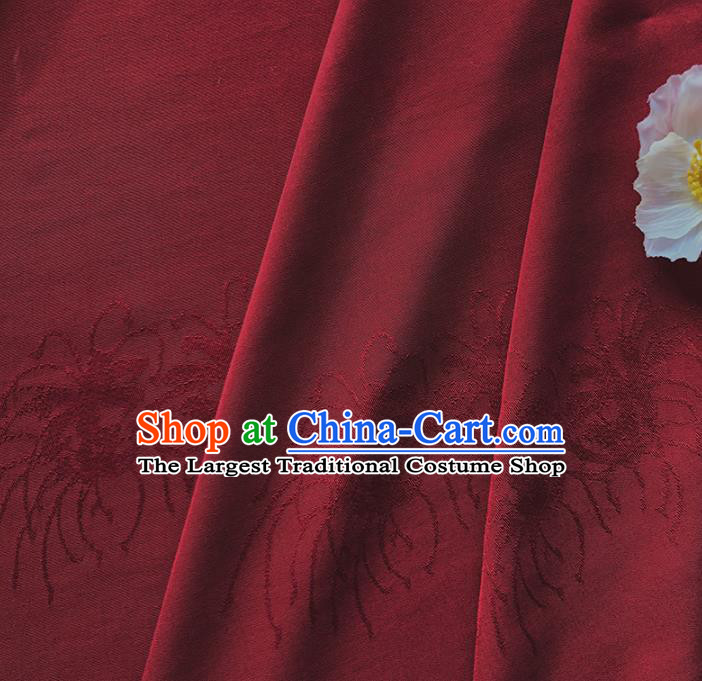 Chinese Traditional Classical Red Spider Lily Pattern Red Cotton Fabric Imitation Silk Fabric Hanfu Dress Material