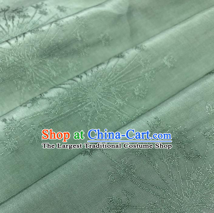Chinese Traditional Classical Dandelion Pattern Green Cotton Fabric Imitation Silk Fabric Hanfu Dress Material