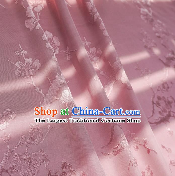 Chinese Traditional Classical Plum Blossom Pattern Pink Cotton Fabric Imitation Silk Fabric Hanfu Dress Material