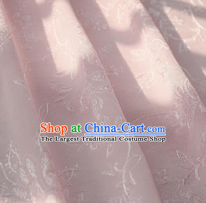 Chinese Traditional Classical Flowers Pattern Pink Cotton Fabric Imitation Silk Fabric Hanfu Dress Material