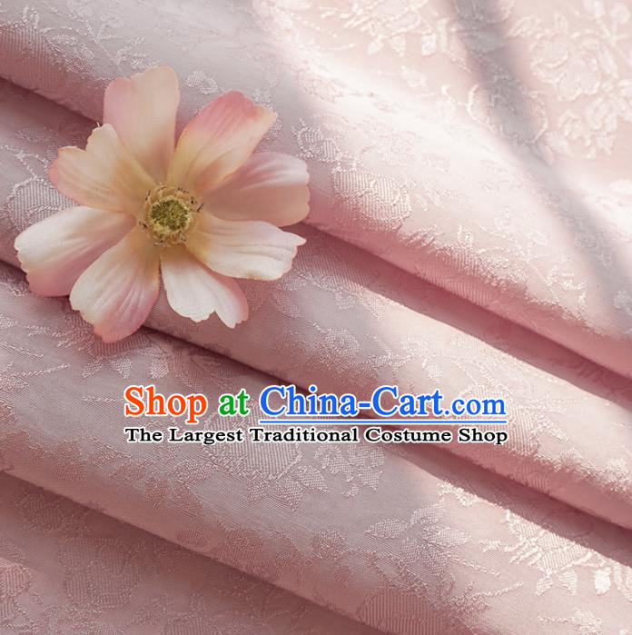 Chinese Traditional Classical Jacquard Pattern Pink Cotton Fabric Imitation Silk Fabric Hanfu Dress Material