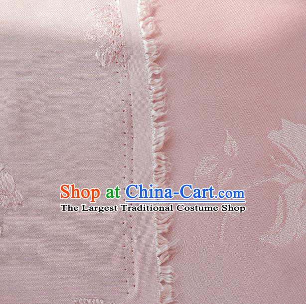 Chinese Traditional Classical Jacquard Tulip Pattern Pink Cotton Fabric Imitation Silk Fabric Hanfu Dress Material