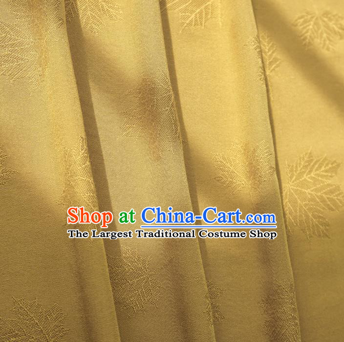 Chinese Traditional Classical Jacquard Maple Leaf Pattern Ginger Cotton Fabric Imitation Silk Fabric Hanfu Dress Material