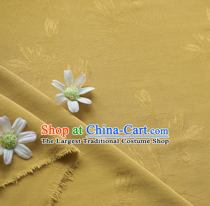 Chinese Traditional Classical Jacquard Magnolia Pattern Ginger Cotton Fabric Imitation Silk Fabric Hanfu Dress Material