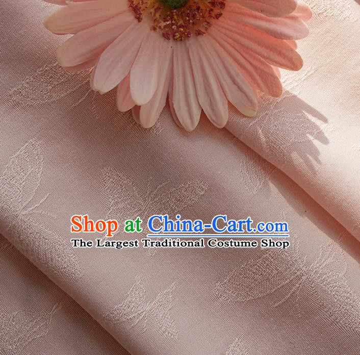 Chinese Traditional Classical Jacquard Butterfly Pattern Light Pink Cotton Fabric Imitation Silk Fabric Hanfu Dress Material