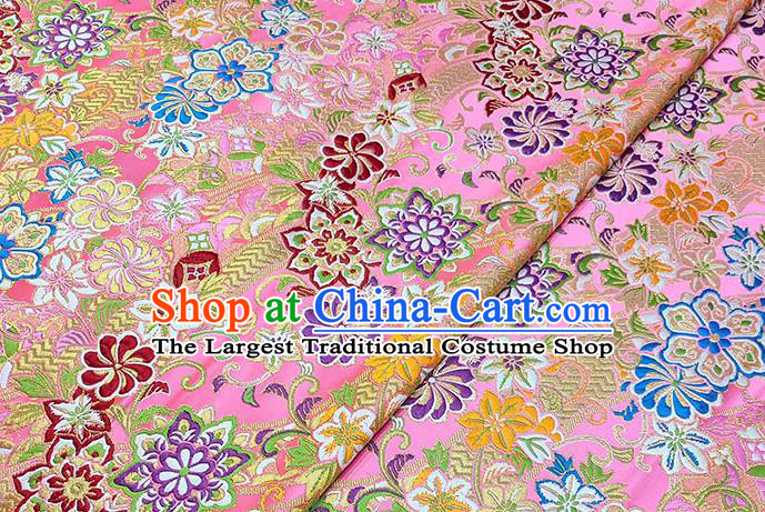 Japanese Traditional Pattern Kimono Pink Brocade Fabric Tapestry Satin Fabric Nishijin Material