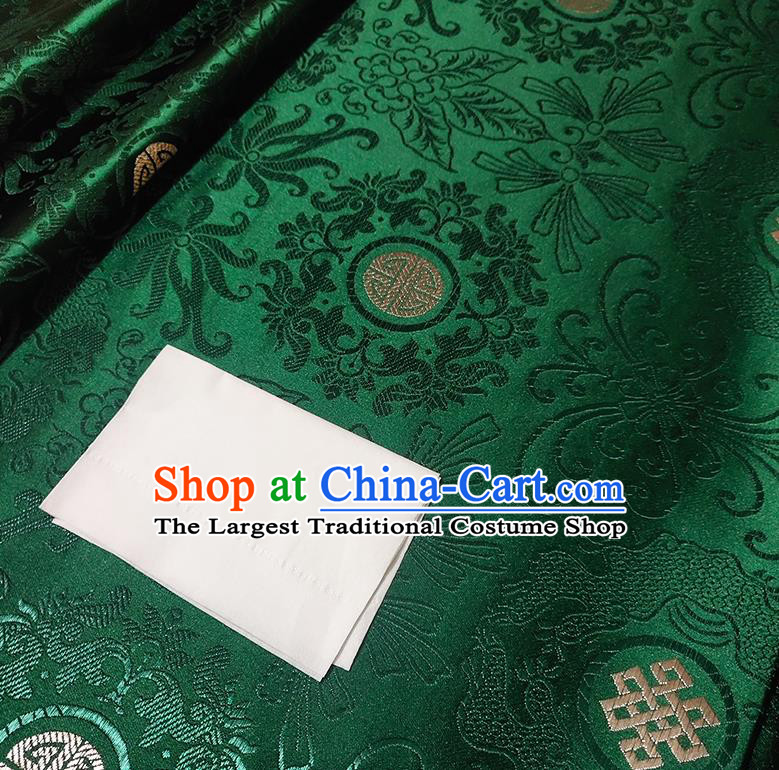 Chinese Traditional Classical Pattern Deep Green Brocade Fabric Silk Satin Fabric Tang Suit Material