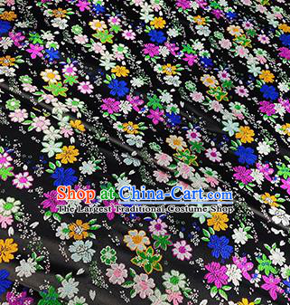 Japanese Traditional Primrose Pattern Kimono Black Brocade Fabric Tapestry Satin Fabric Nishijin Material