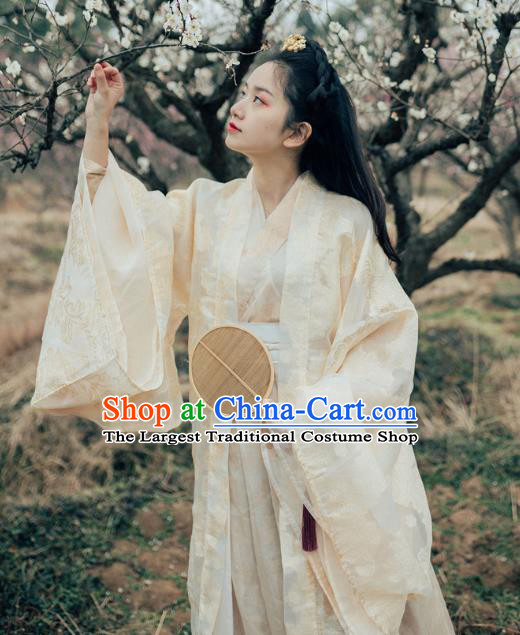 Chinese Ancient Jin Dynasty Court Princess Embroidered Dress Traditional Patrician Lady Costume for Women