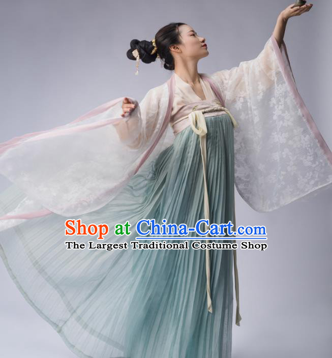 Chinese Ancient Tang Dynasty Court Lady Embroidered Dress Traditional Royal Princess Costume for Women