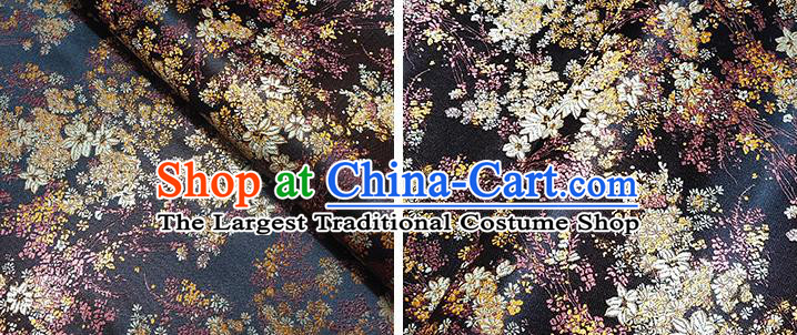 Japanese Traditional Pattern Kimono Black Brocade Fabric Tapestry Satin Fabric Nishijin Material