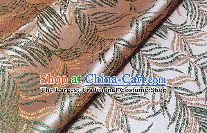 Japanese Traditional Feather Pattern Kimono Pink Brocade Fabric Tapestry Satin Fabric Nishijin Material