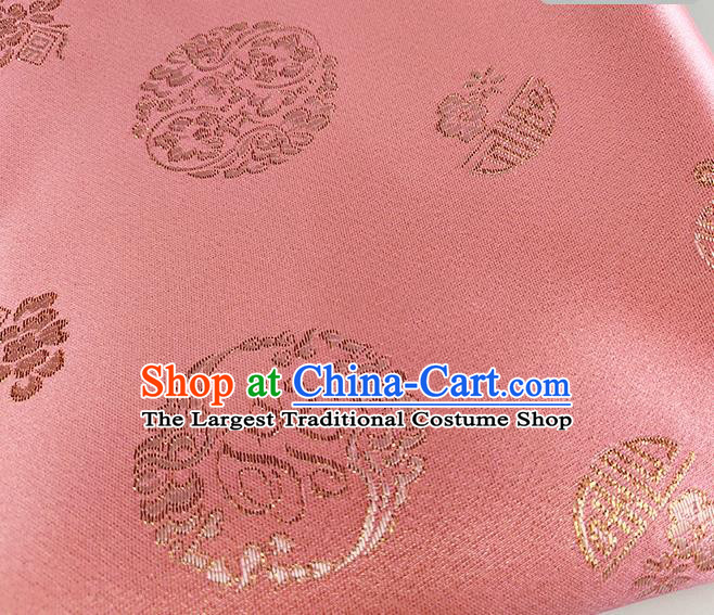 Chinese Traditional Pattern Pink Brocade Fabric Silk Satin Fabric Hanfu Material