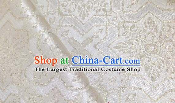 Japanese Traditional Pattern Kimono White Brocade Fabric Tapestry Satin Fabric Nishijin Material