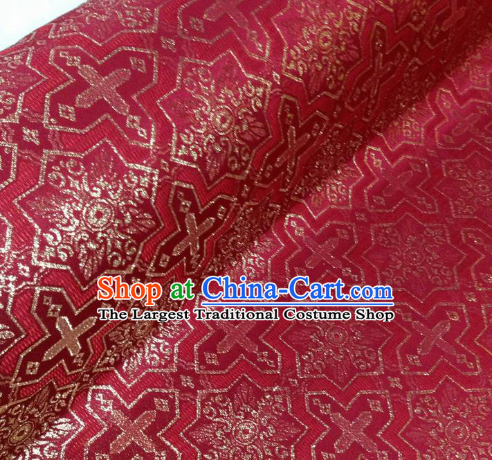 Japanese Traditional Pattern Kimono Red Brocade Fabric Tapestry Satin Fabric Nishijin Material