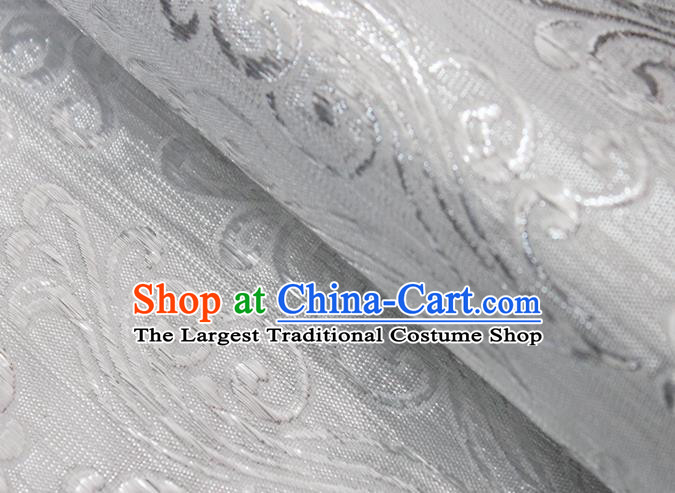 Chinese Traditional Clouds Pattern Argent Brocade Fabric Silk Tapestry Satin Fabric Hanfu Material