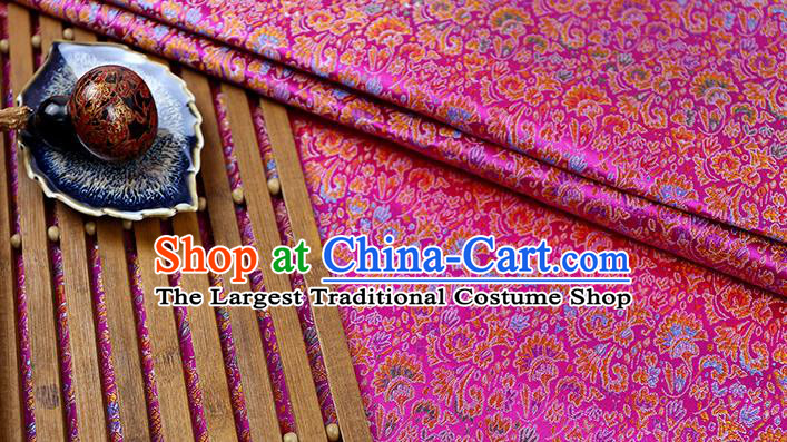 Chinese Traditional Celosia Cristata Pattern Rosy Brocade Fabric Silk Tapestry Satin Fabric Hanfu Material