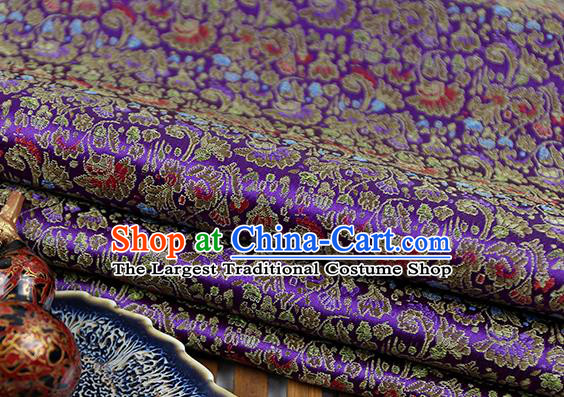 Chinese Traditional Celosia Cristata Pattern Purple Brocade Fabric Silk Tapestry Satin Fabric Hanfu Material