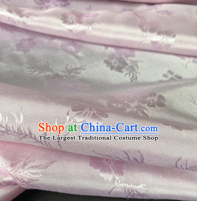 Chinese Traditional Flowers Pattern Pink Silk Fabric Hanfu Brocade Material