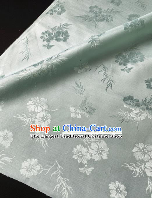 Chinese Traditional Flowers Pattern Light Green Silk Fabric Hanfu Brocade Material