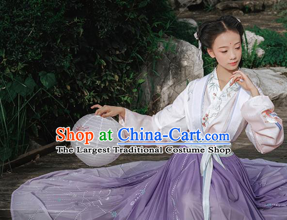 Chinese Ancient Maidservants Embroidered Dress Traditional Song Dynasty Female Costumes for Women