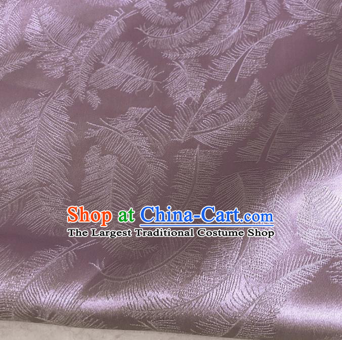 Chinese Traditional Feathers Pattern Deep Pink Silk Fabric Hanfu Brocade Material