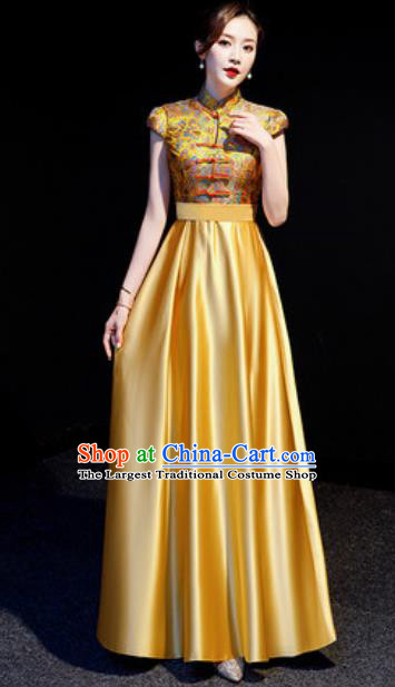 Chinese National Golden Chorus Qipao Dress Traditional Compere Cheongsam Costume for Women