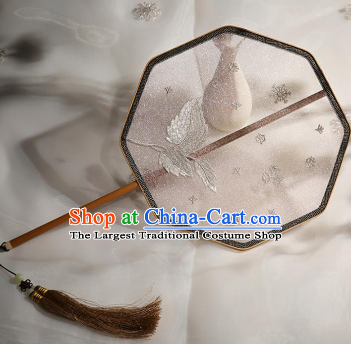 Chinese Traditional Hanfu Embroidered Silk Fans Ancient Princess Palace Fan for Women