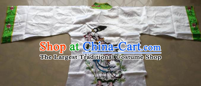 Chinese Traditional God Embroidered White Priest Frock Taoism Deity Costume