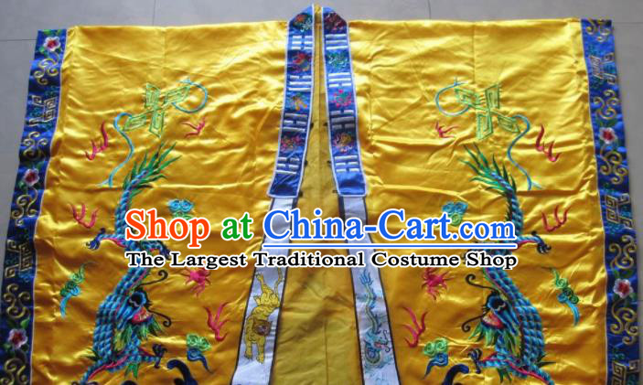 Chinese National Quanzhen Taoist Frock Embroidered Dragon Golden Cassock Traditional Taoism Rites Costume for Men