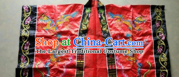 Chinese National Quanzhen Taoist Frock Embroidered Dragon Red Cassock Traditional Taoism Rites Costume for Men