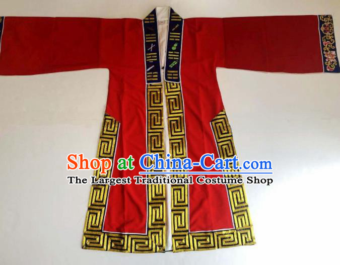 Chinese National Taoist Embroidered Eight Diagrams Red Priest Frock Cassock Traditional Taoism Rites Costume for Men