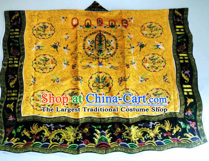 Chinese National Taoist Embroidered Dragon Yellow Priest Frock Cassock Traditional Taoism Rites Costume for Men